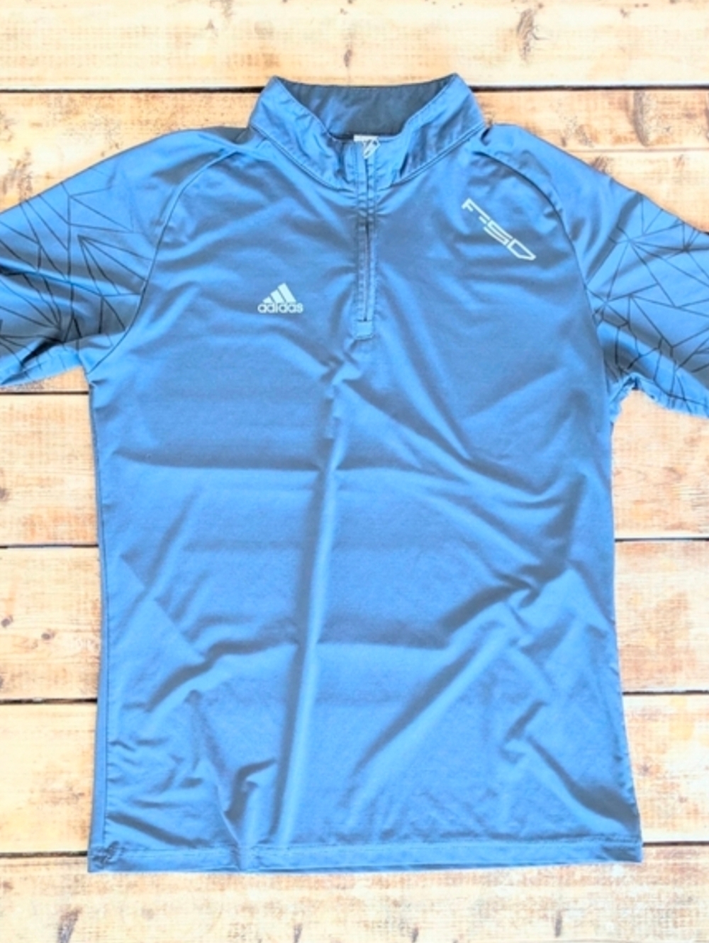 Adidas Quarter Zip Blue Athletic XXL Performance Training Shirt Top